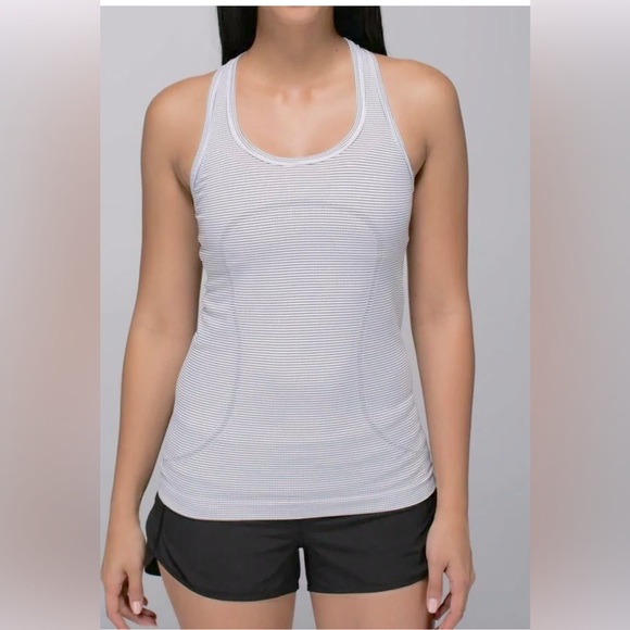 Lululemon Swiftly Tech Racerback White Black Stripe tank top S/M - Picture 3 of 10